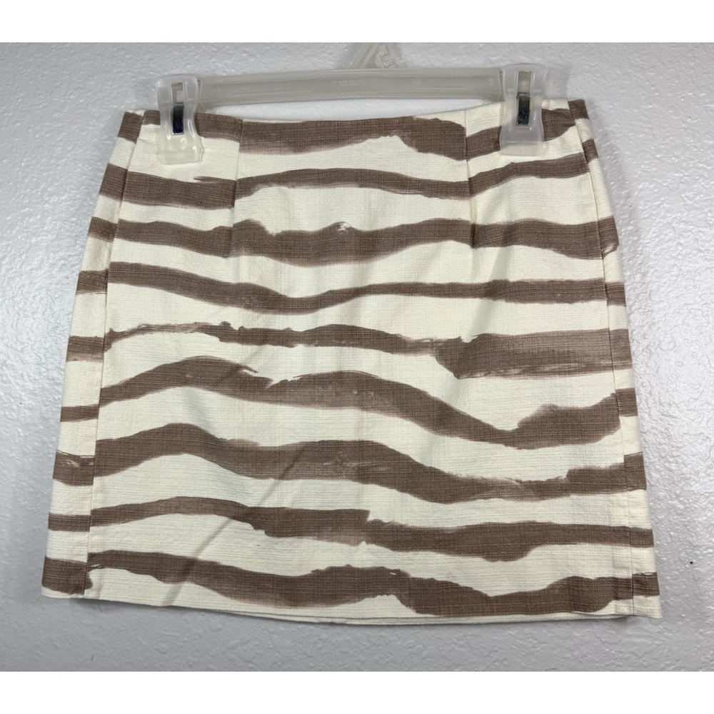 J. Crew Mini Pencil Skirt Zebra Print Back Zip Beige/Ivory Women's Size 00